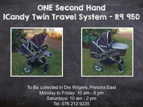 Second Hand ICandy Twin Travel System 
