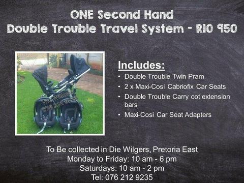 Second Hand Double Trouble Travel System 