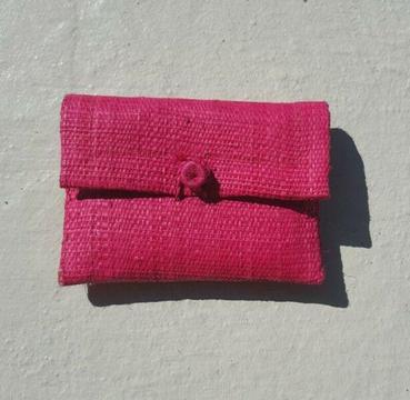 Small Pink Jute Pouch 