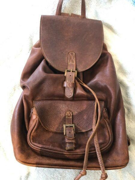 Brown leather backpack 