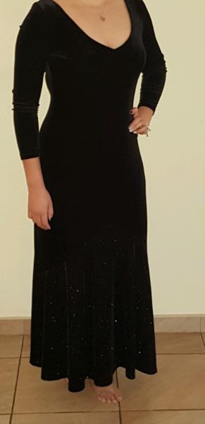 Long gorgeous and stylish black velvet dress for sale 