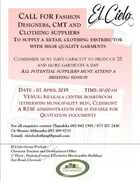 Opportunity for Fashion Designers, CMT and Clothing Suppliers to grow their businesses 