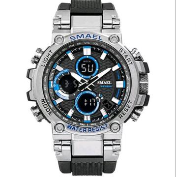 Smael S-Shock 50m Waterproof Multifunction Sports Watch - Steal Blue 