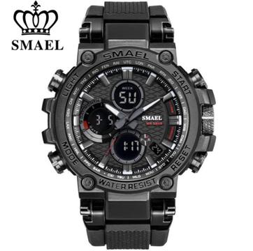 Smael S-Shock 50m Waterproof Multifunction Sports Watch - Stealth Black 