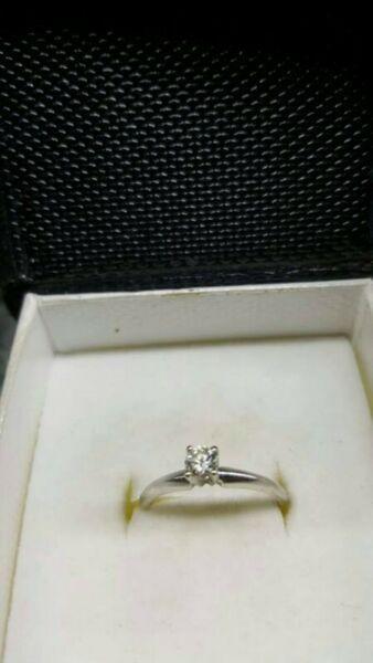 Engagement Ring 9ct White Gold 0.35ct Diamond Brilliant Round Diamond 
