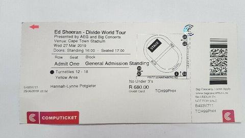 Ed Sheeran Ticket - 27 March 2019 