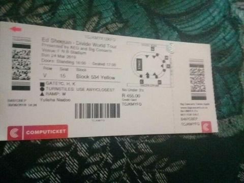 ED SHEERAN CONCERT TICKET FOR SALE 