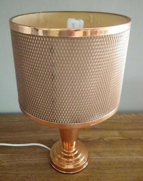 Vintage copper table lamp with unusual copper shade 