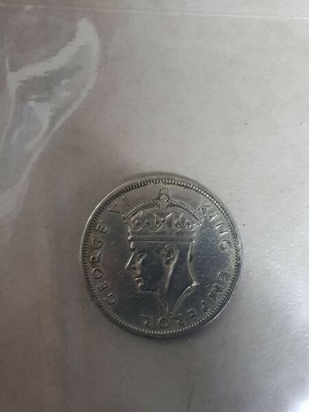 British Colony Southern Rhodesia 1/2 Crown - George VI Half Crown 1947 