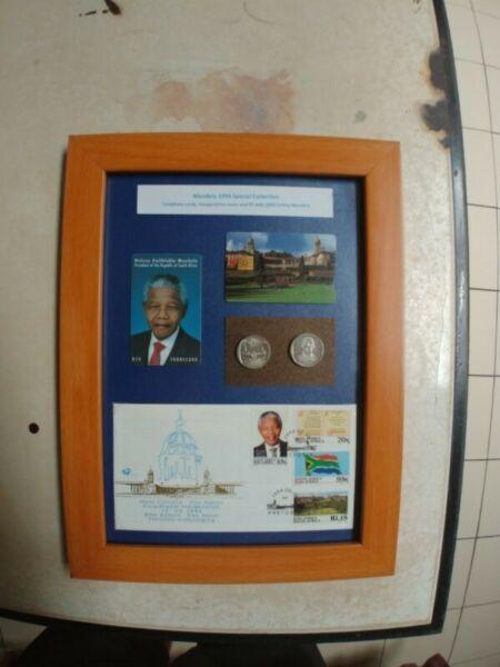 Mandela Inauguration set with official cover coins and Telephone cards 