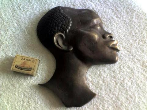 Unique Bargain On Vintage, Original Plaque Of African Head Cast In Bronze. 