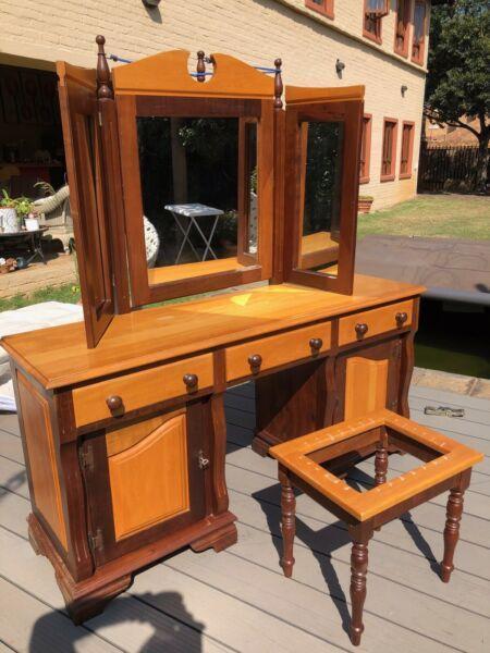 Dresser Table with Mirror and Stool 