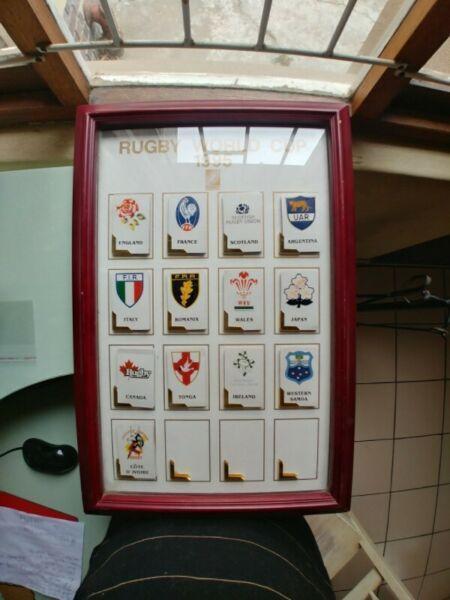 1995 Rugby World Cup Framed Z Cards Of All Playing Countries Size 60 X 40 cm 