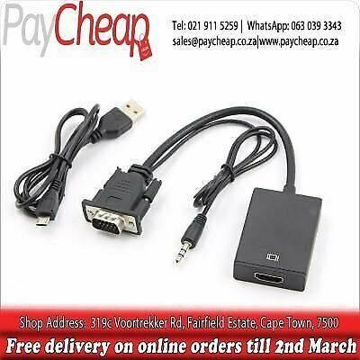 Black HDMI To VGA Video Adapter With Audio 