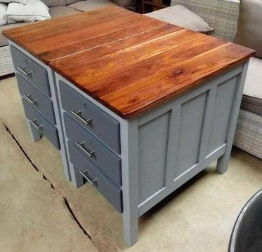 Two Kiaat chests of drawers (refurbished) 