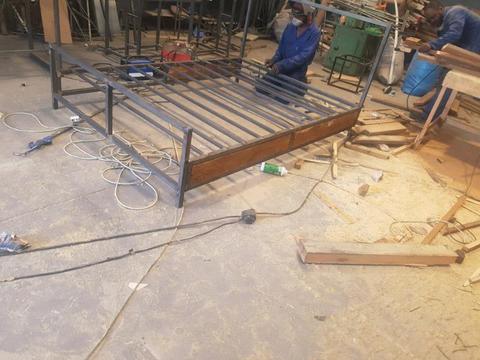 Custom made Steel and wood Beds Email info@nharifurniture.co.za or WhatsApp 0735107789 