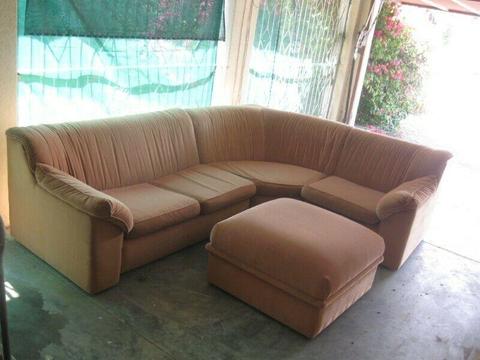 CORNER SHAPE LOUNGE SUITE WITH LARGE OTTOMAN 