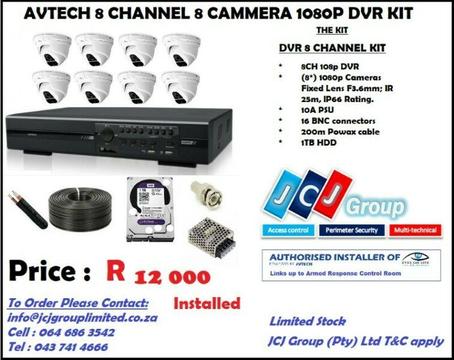 CCTV AVTECH Camera System 8 Channel 1080P HD (PE) INSTALLED 