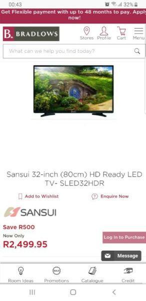 32inch Brand New Sansui led tvs 