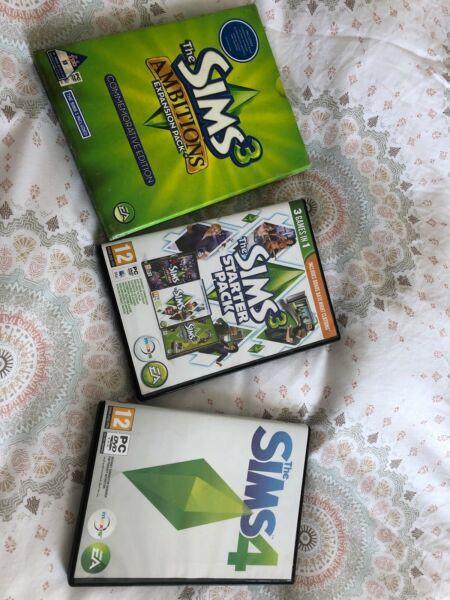 The Sims 4 and 3 with expansion packs 