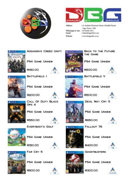 PS4 Games New And Unnew 